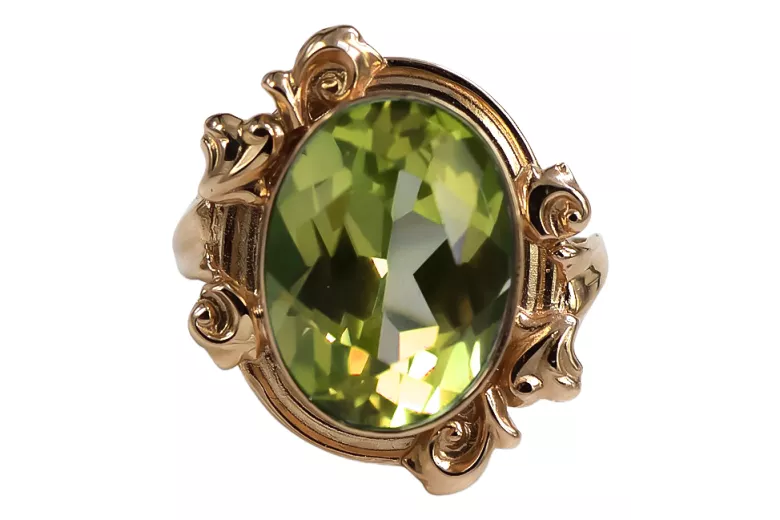 Vintage Ring Gelber Peridot Sterling Silber rosévergoldet vrc100rp